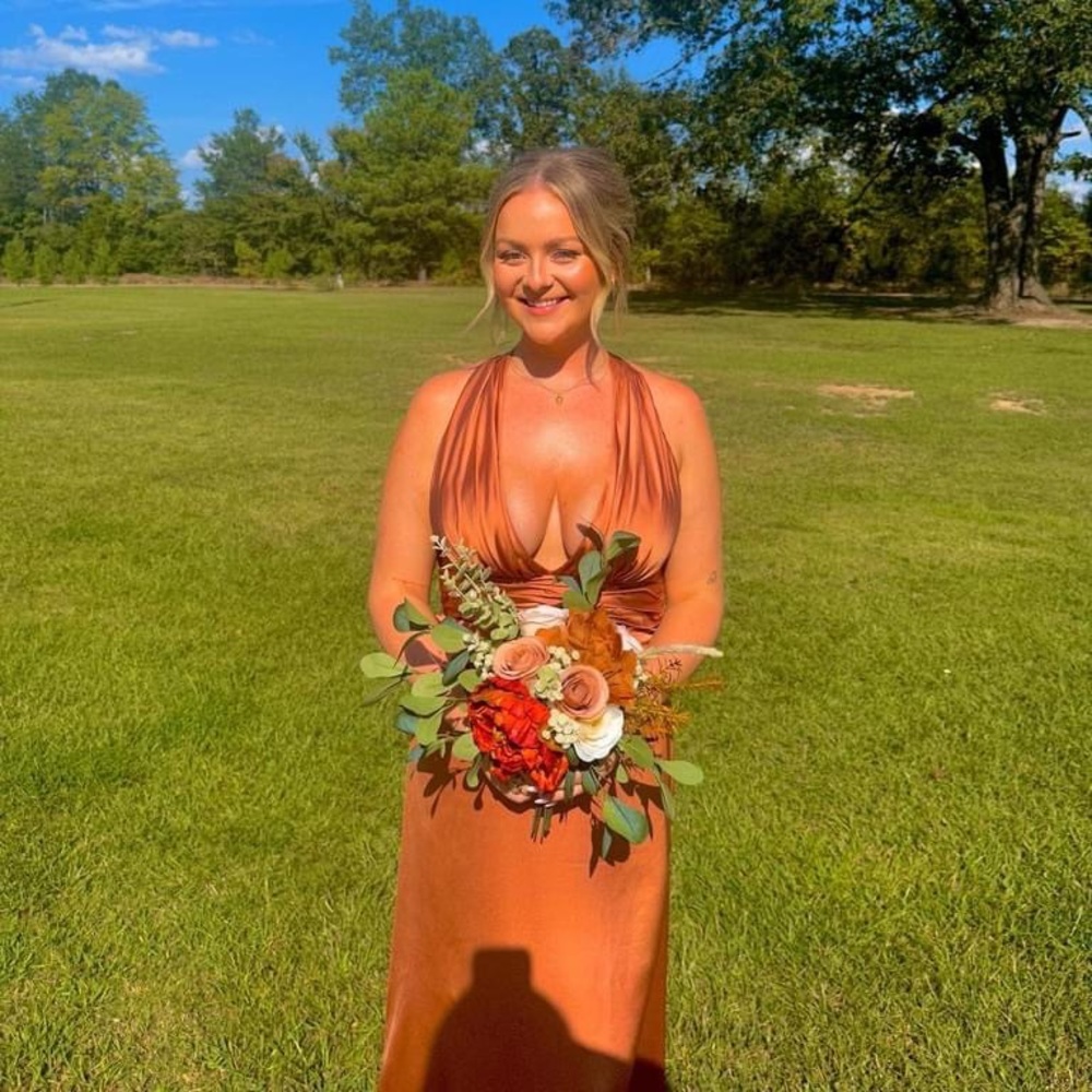 Revelry Satin Copper Dress/ Dylan Style